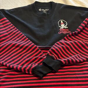 Disney Pirates Black and Red Striped Crewneck Jersey